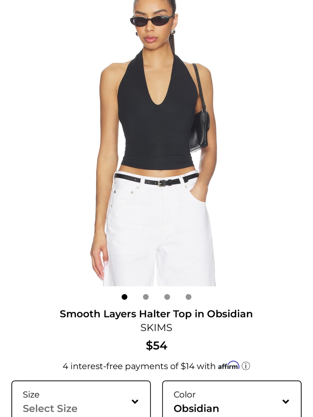 SKIMS Halter Crop Top in Obsidian Black